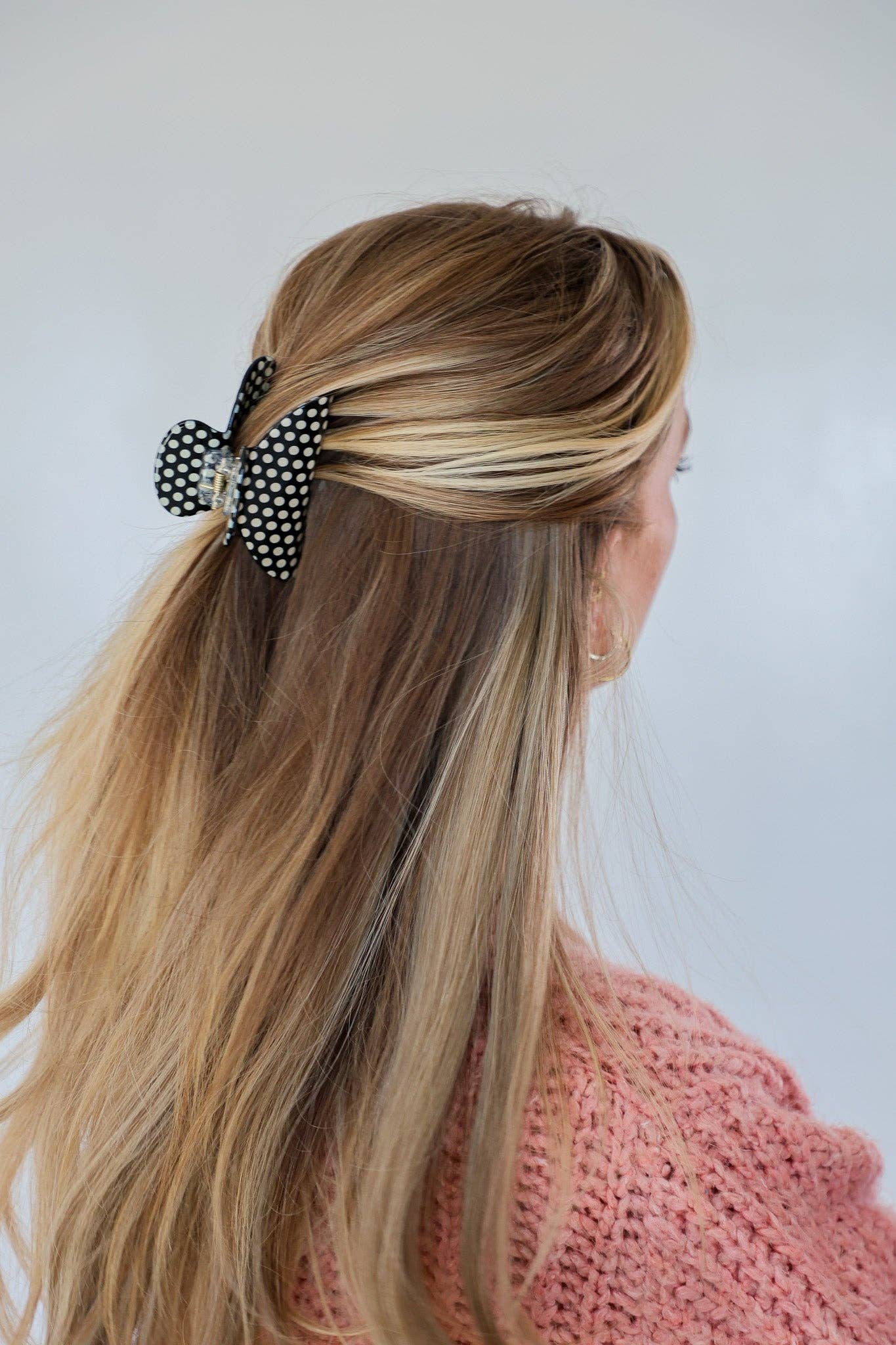 BLACK & WHITE POLKA DOT CLAW - MIDI