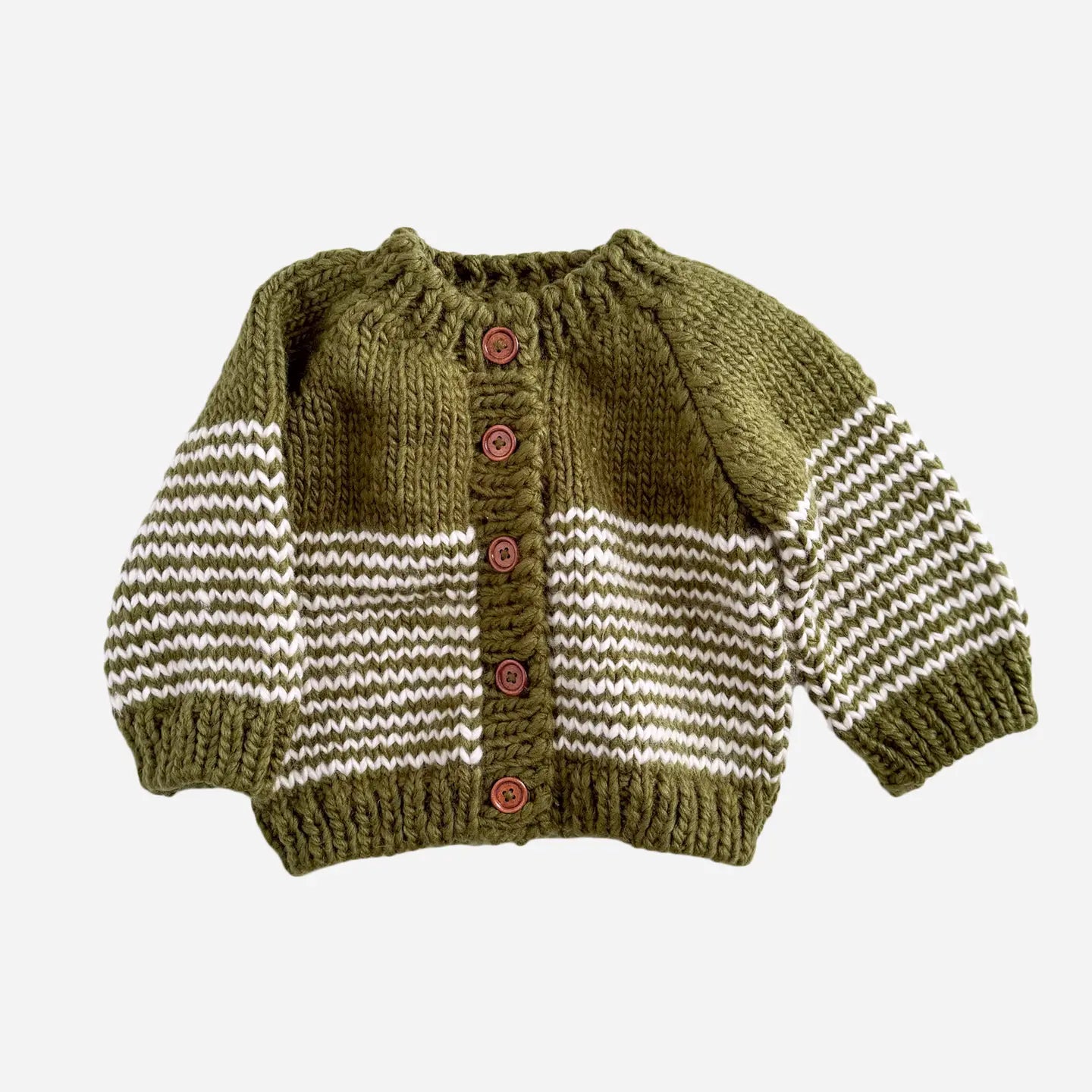 Stripe Cardigan Moss Kid Baby Sweater