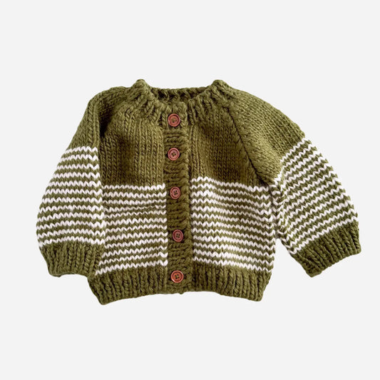 Stripe Cardigan Moss Kid Baby Sweater