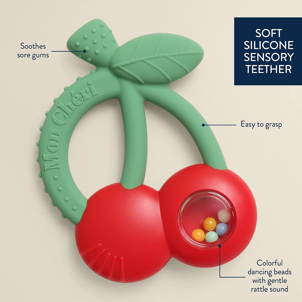 Cherry Silicone Teether with Rattle