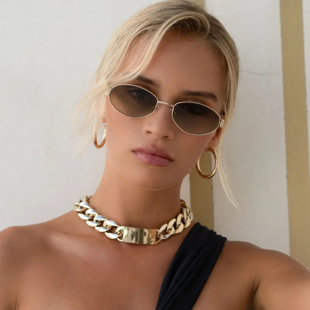Soho Womens Oval Sunglasses (Gold + Green)