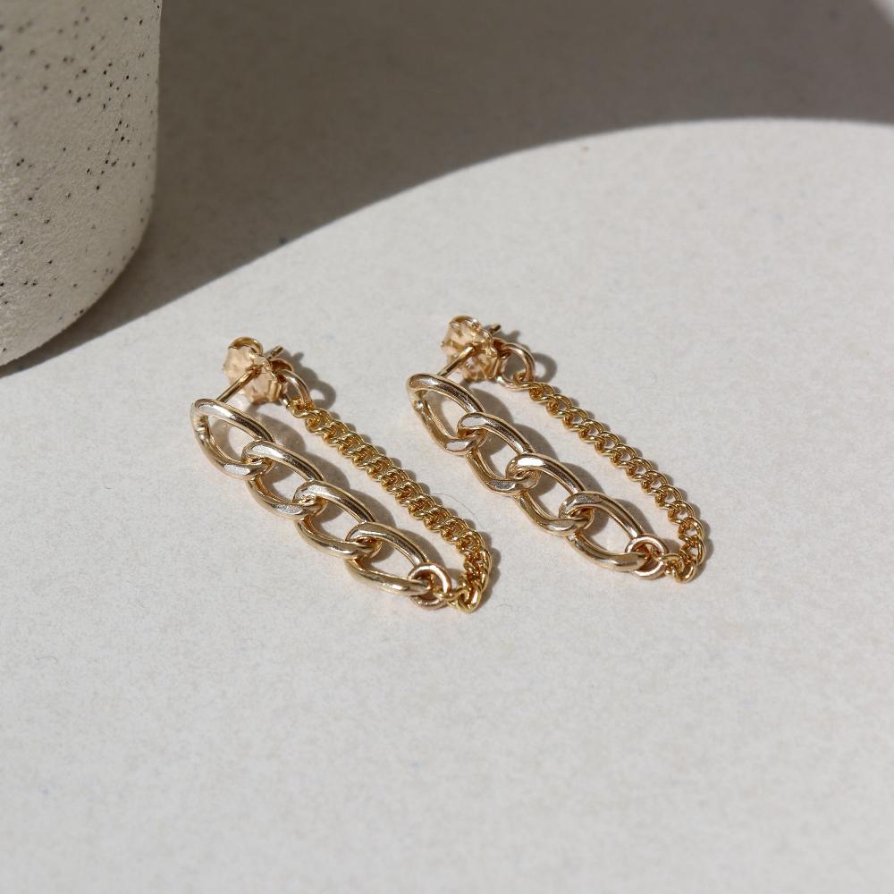 Alex Chain Stud Earrings in 14k Gold Fill