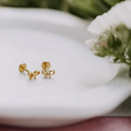 Bow Flat Back Studs (Gold)