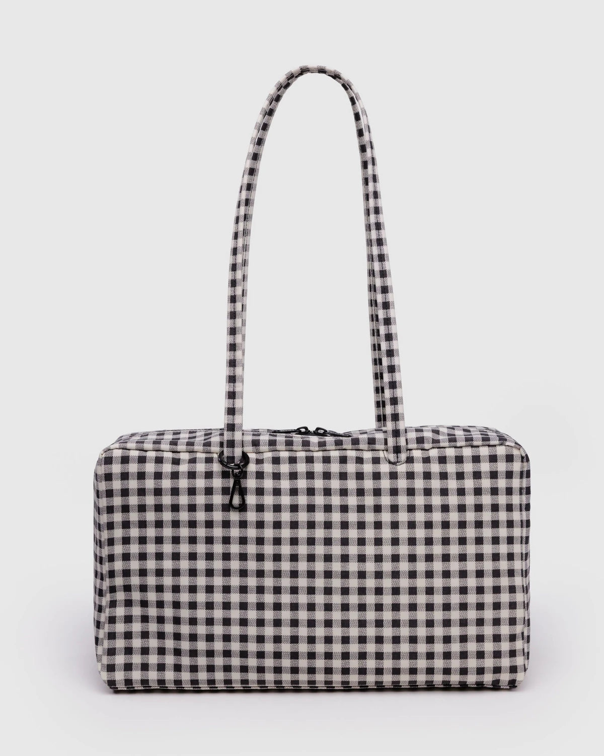 Medium Nylon Bowler Bag- Black +& White Gingham