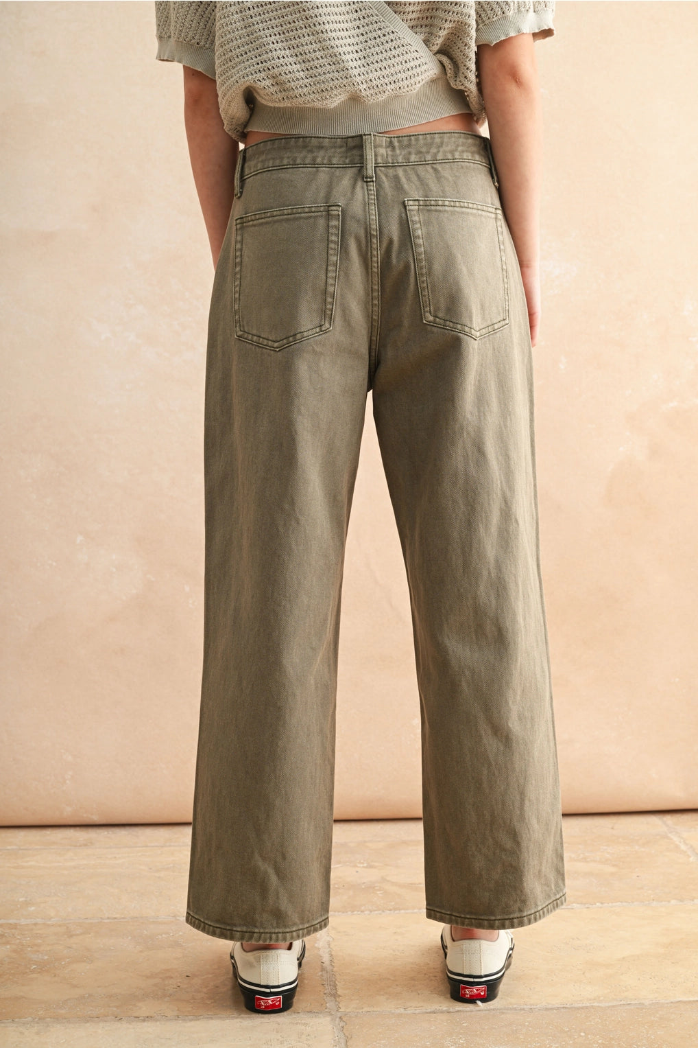 Olived Washed Denim Pants