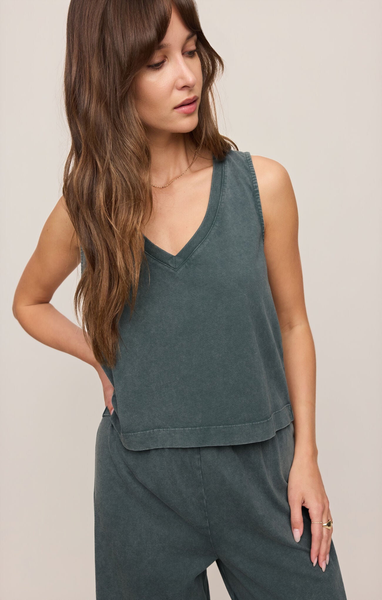 Emerald Cove Sloane V-Neck Cotton Jersey Tank