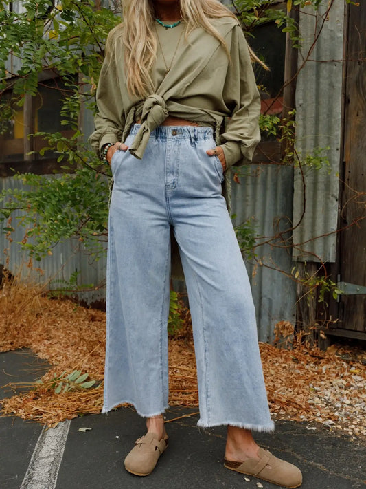 Simply You Wide Leg Jeans - Light Wash