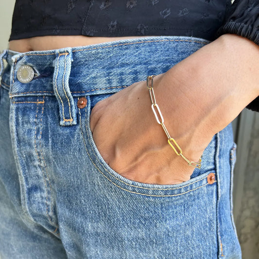 18k Gold Filled Paperclip Bracelet