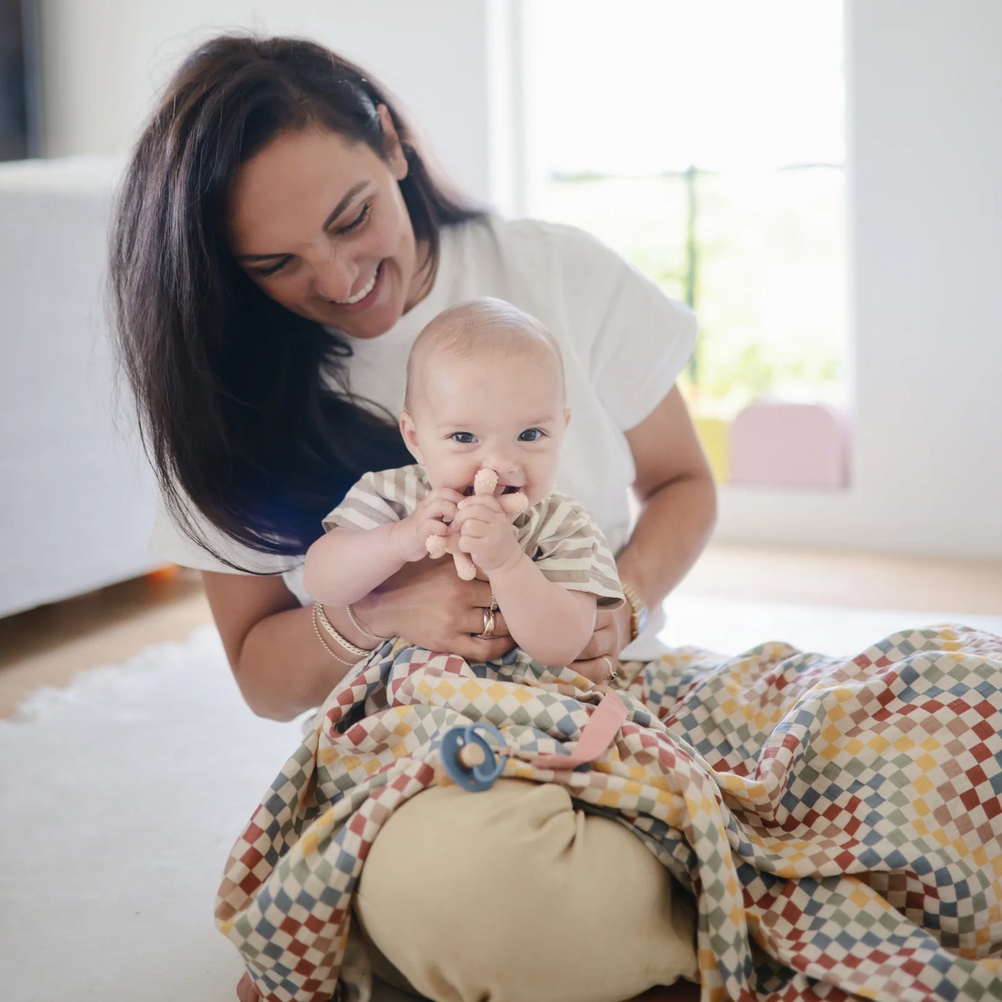 Organic Cotton Muslin Swaddle Blanket | Retro Check