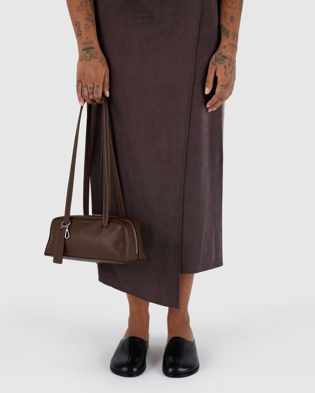 Small Recycled Leather Bowler Bag (Brown)