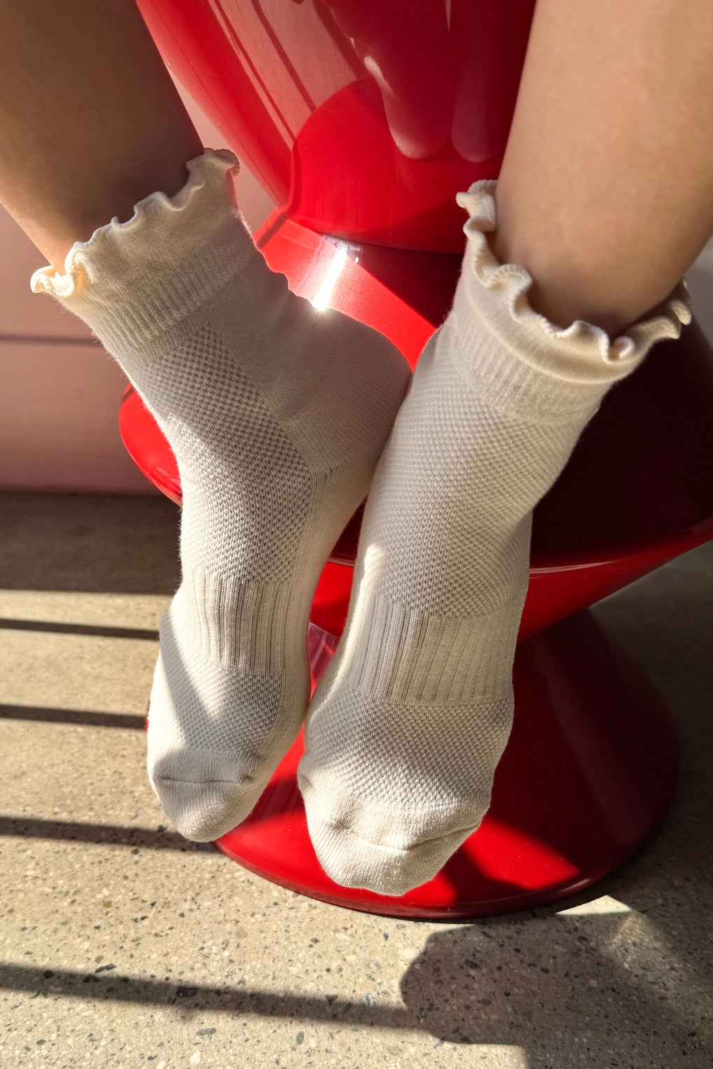 Vanilla Ruffled Hugger Crew Socks