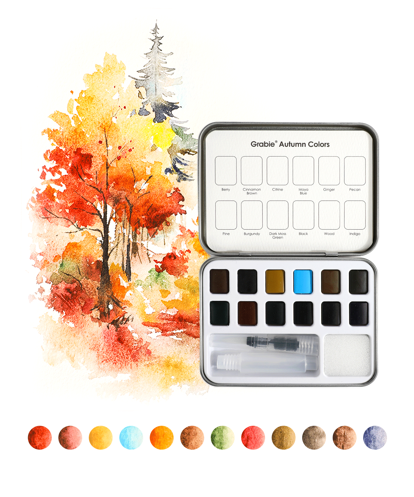 Watercolor Pocket Set Of 12 With Brush