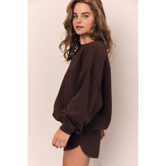Organic Cotton Cozy Crewneck Sweatshirt (Chocolate Brown)