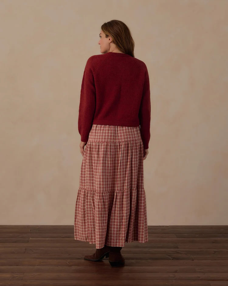 Women’s Tiered Midi Skirt - Vintage Plaid