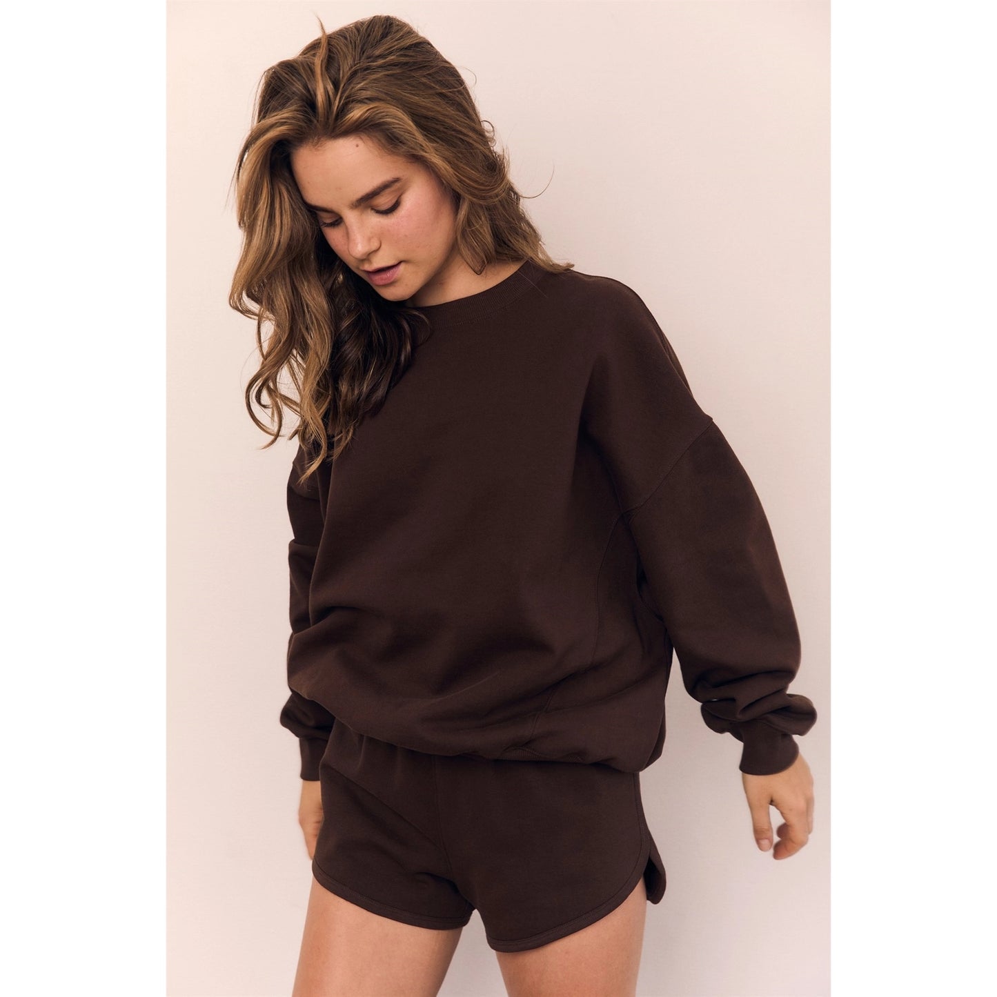 Organic Cotton Cozy Crewneck Sweatshirt (Chocolate Brown)
