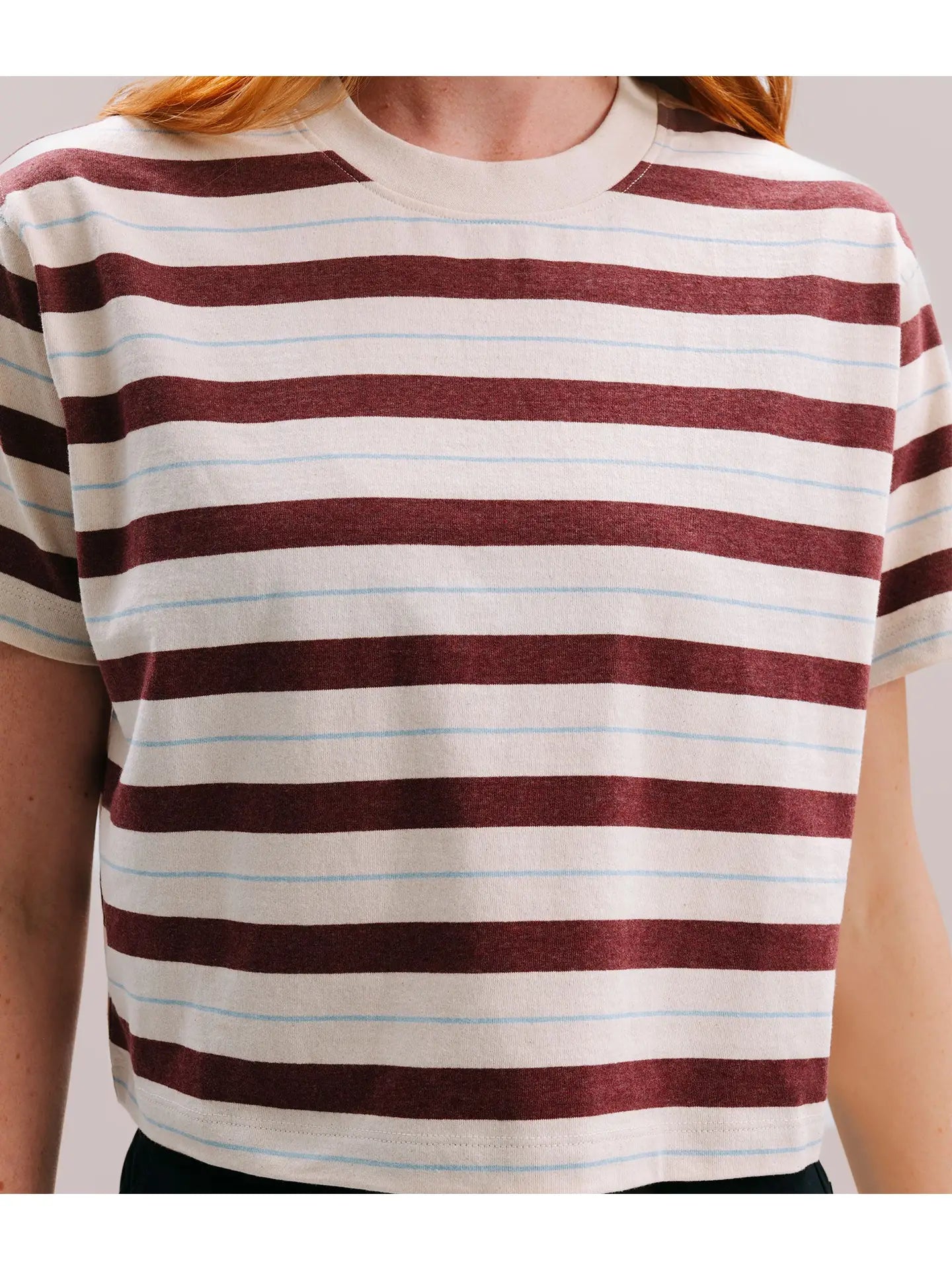 The Recycled Red Stripe Crop Tee