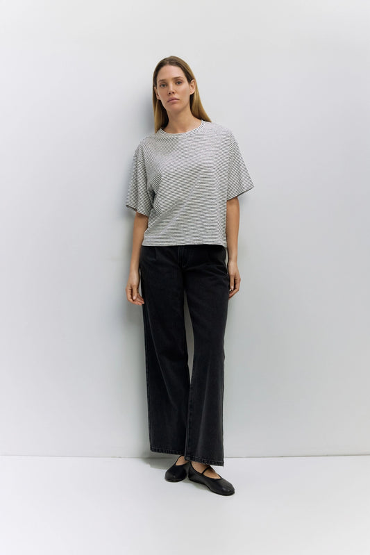Black and White Striped Relaxed Tee