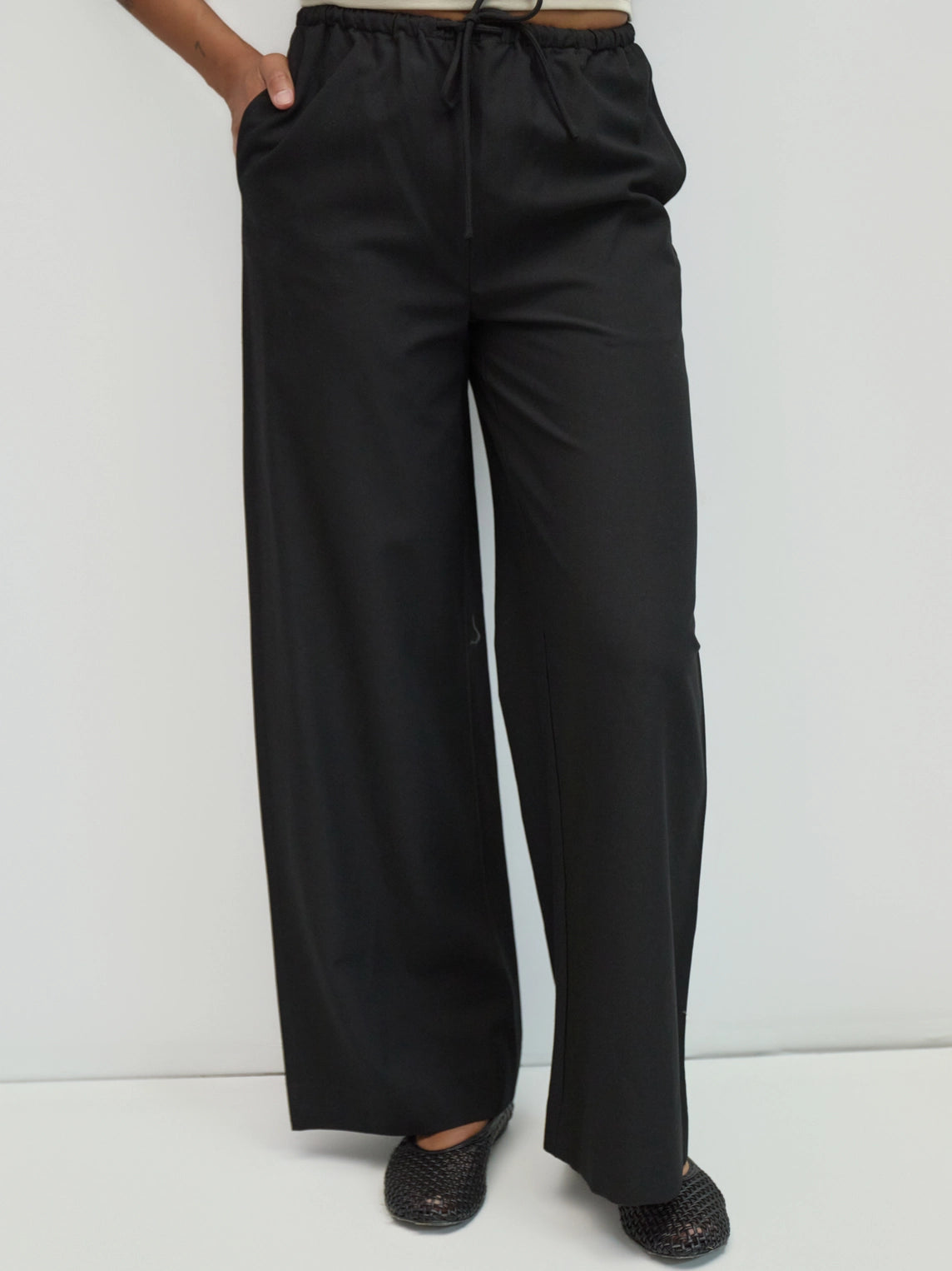 Black Vera Pants | Drawstring Wide Leg Pants