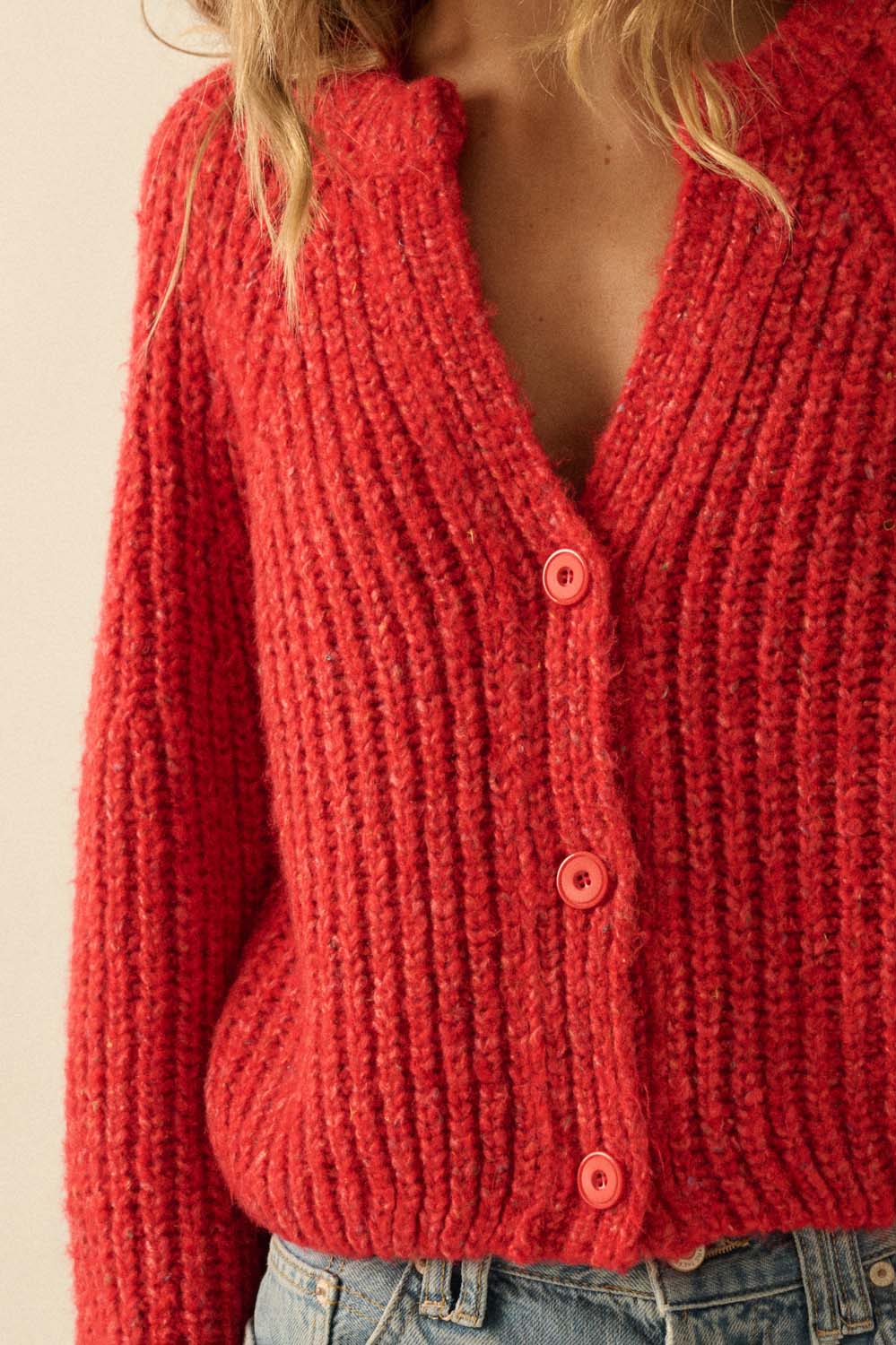 Confetti Button-Front Cardigan Sweater (Sunset)