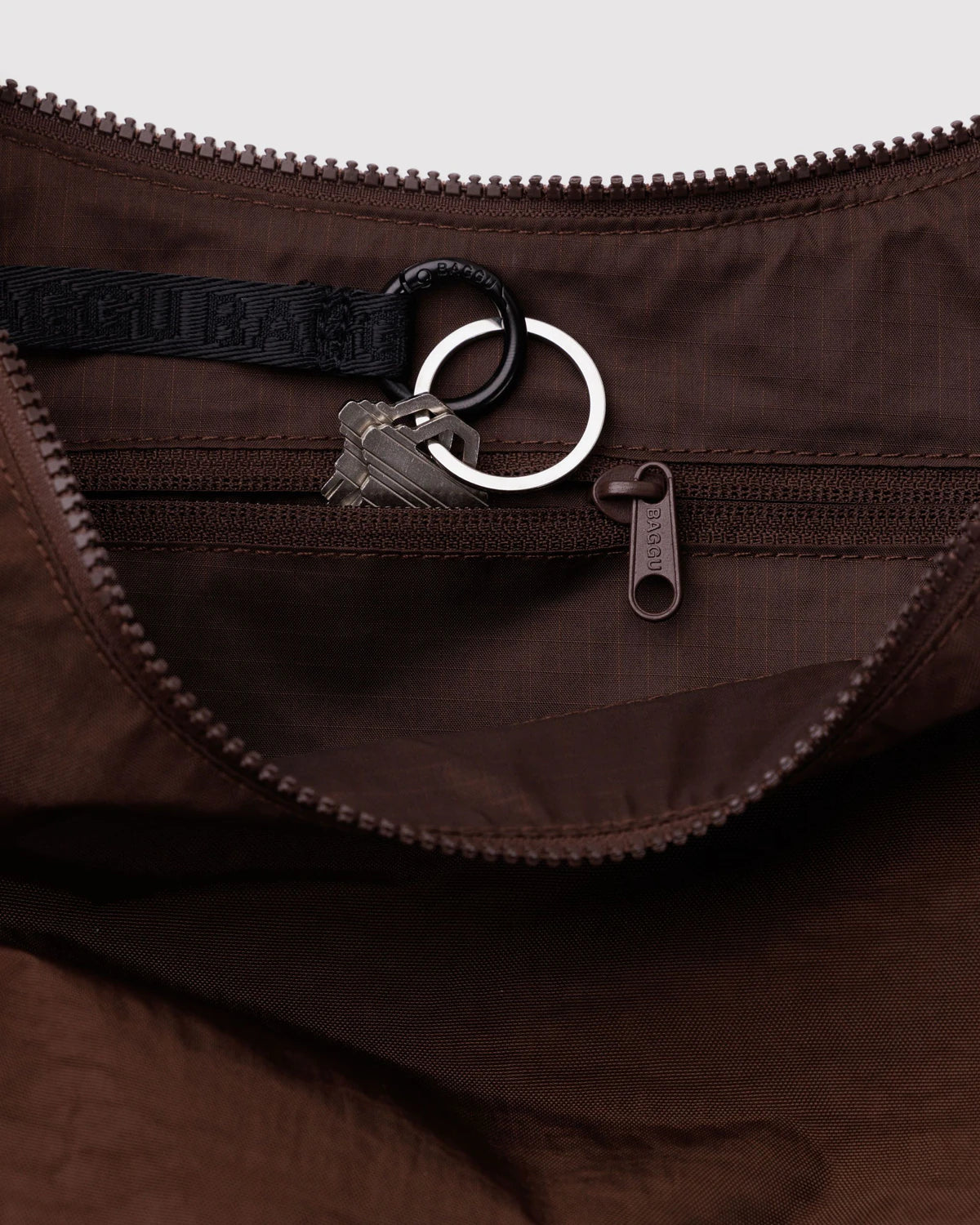 Medium Nylon Crescent Bag (Coffee)