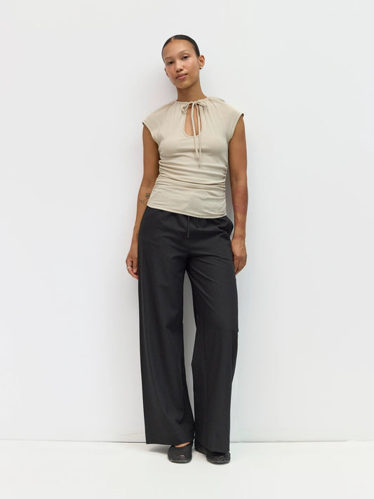 Black Vera Pants | Drawstring Wide Leg Pants