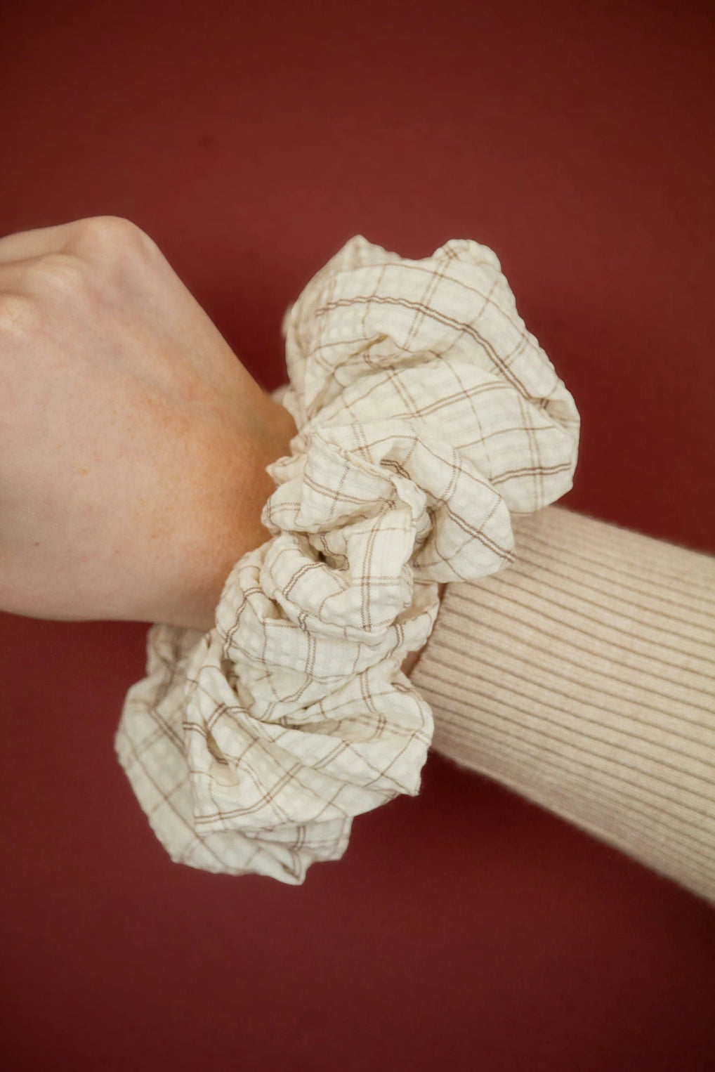 Andi Tan Gingham Scrunchie