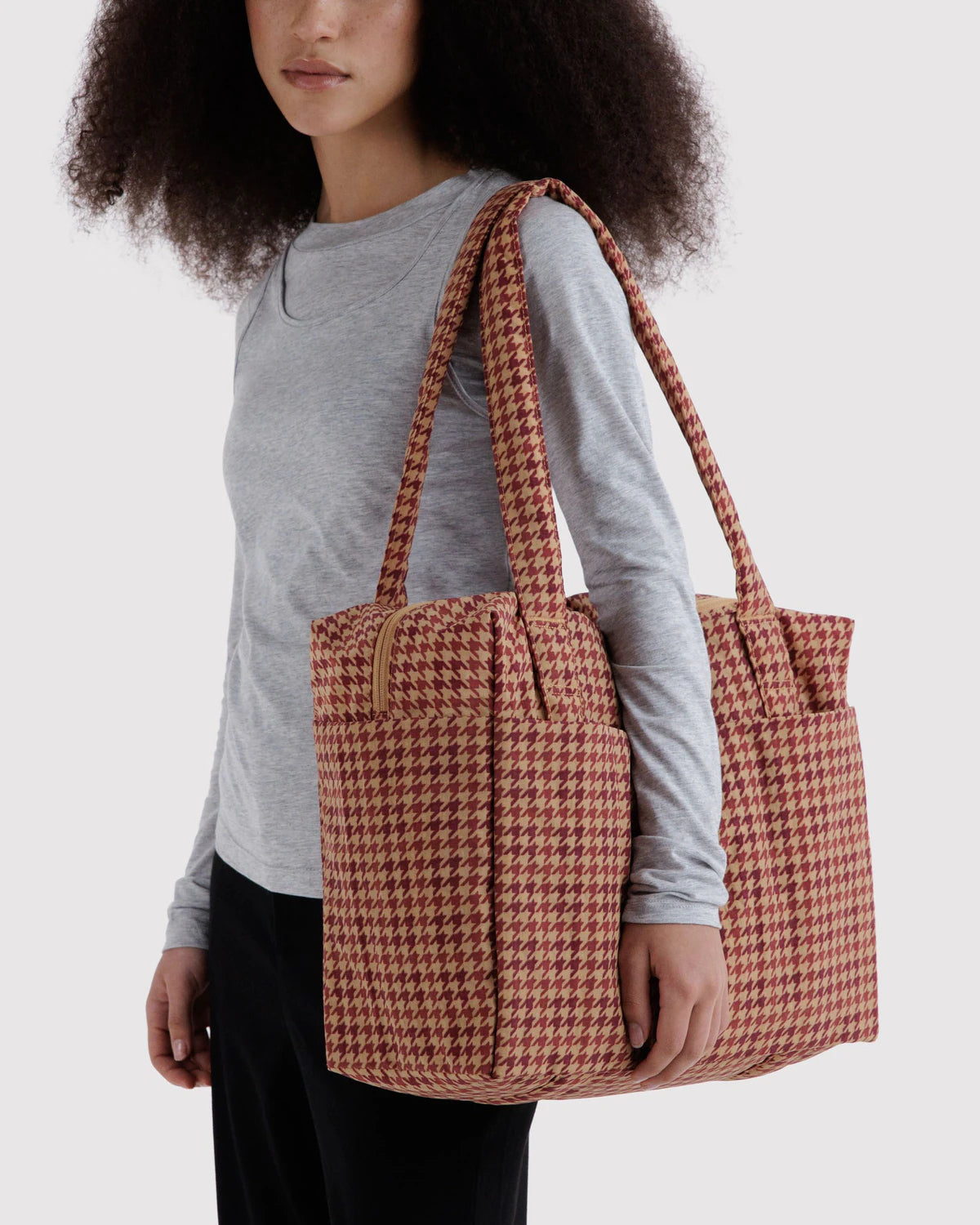 Small Cloud Carry On - Tan Houndstooth