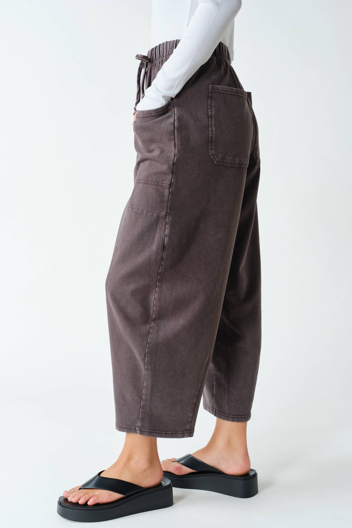 Vintage Wash Utility Barrel Leg Pants