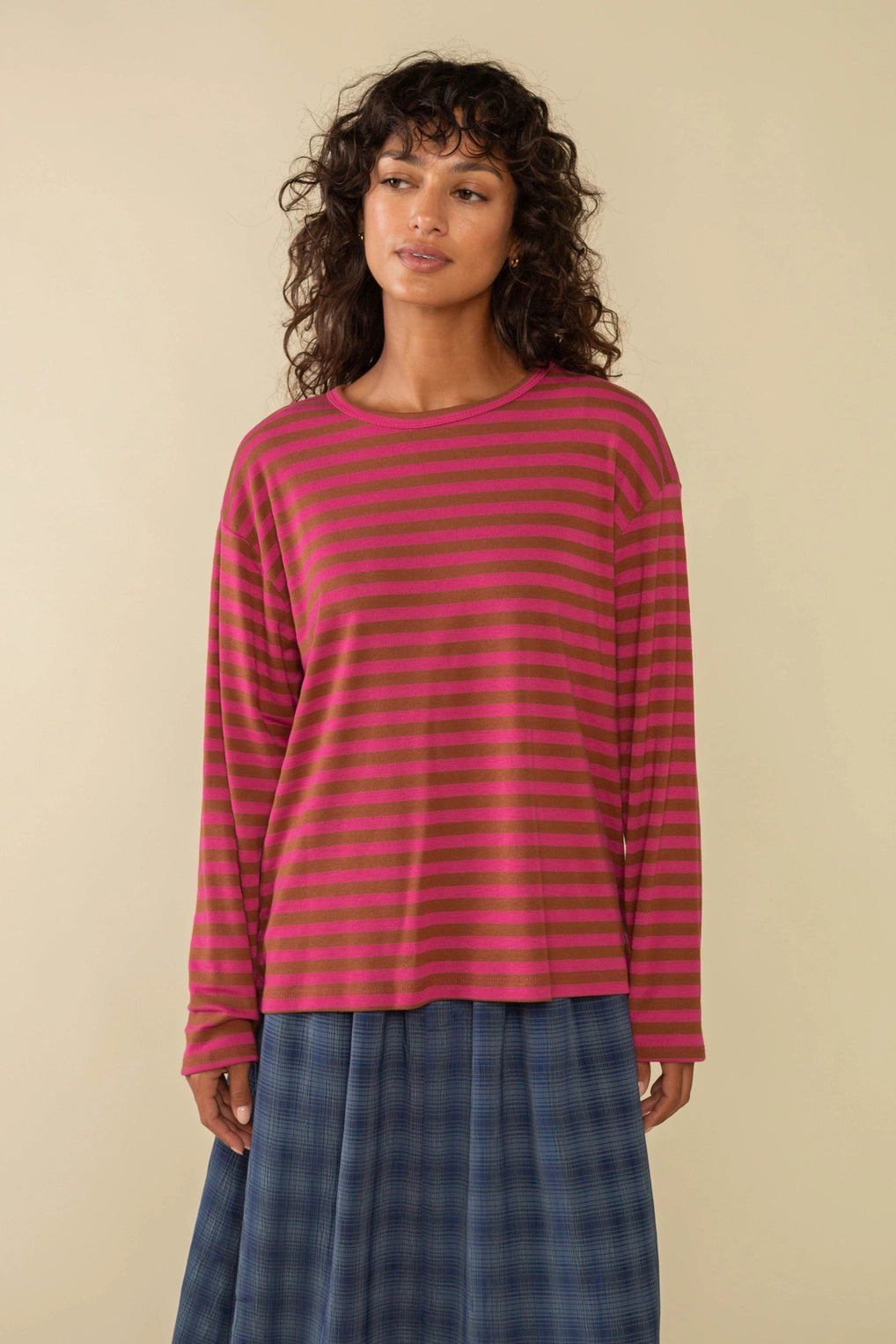 Culver Striped Rib Knit Long Sleeve Tee