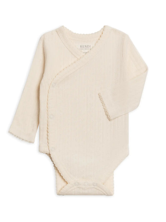 Pointelle Kimono Onesie - Ivory