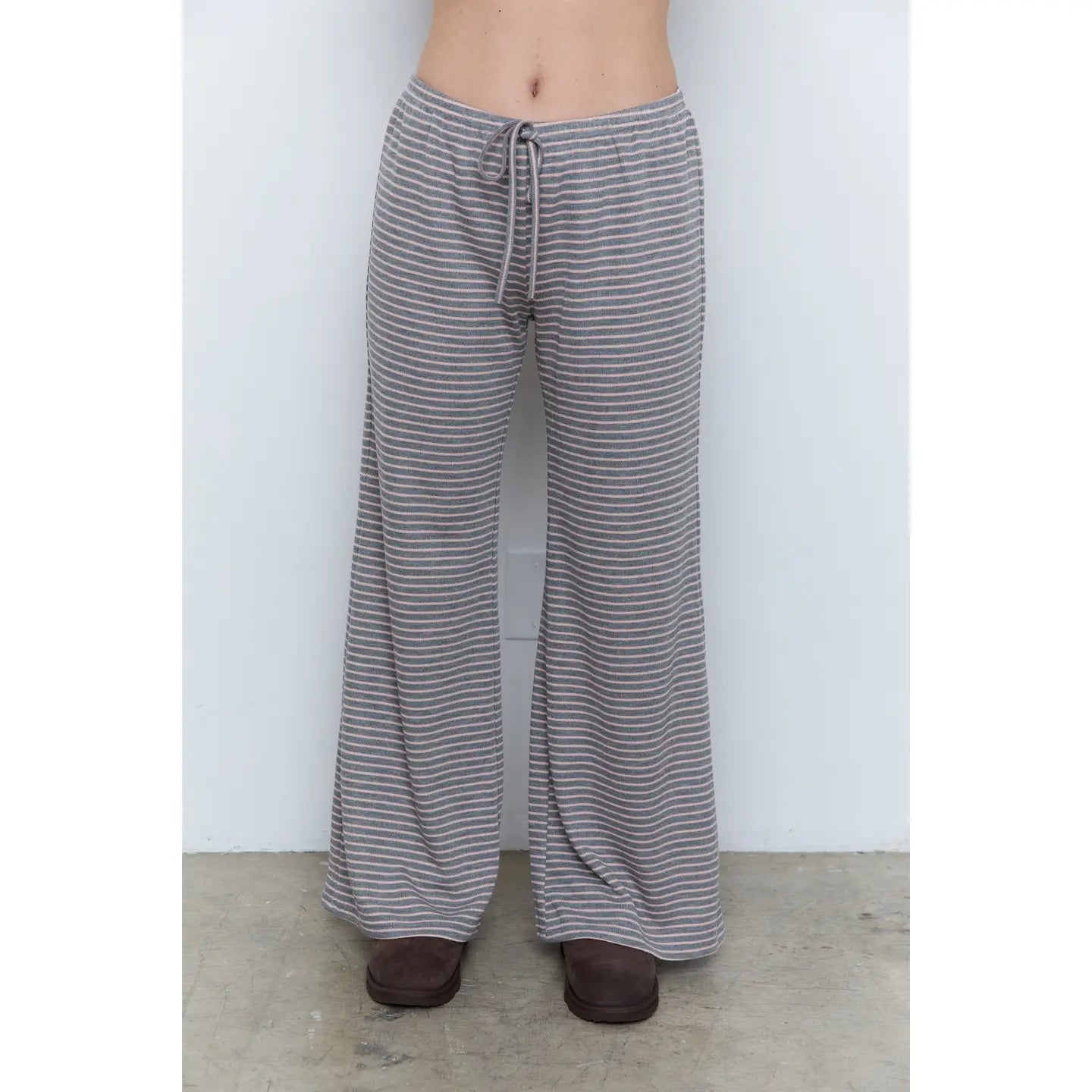 Pink + Grey Striped Pants