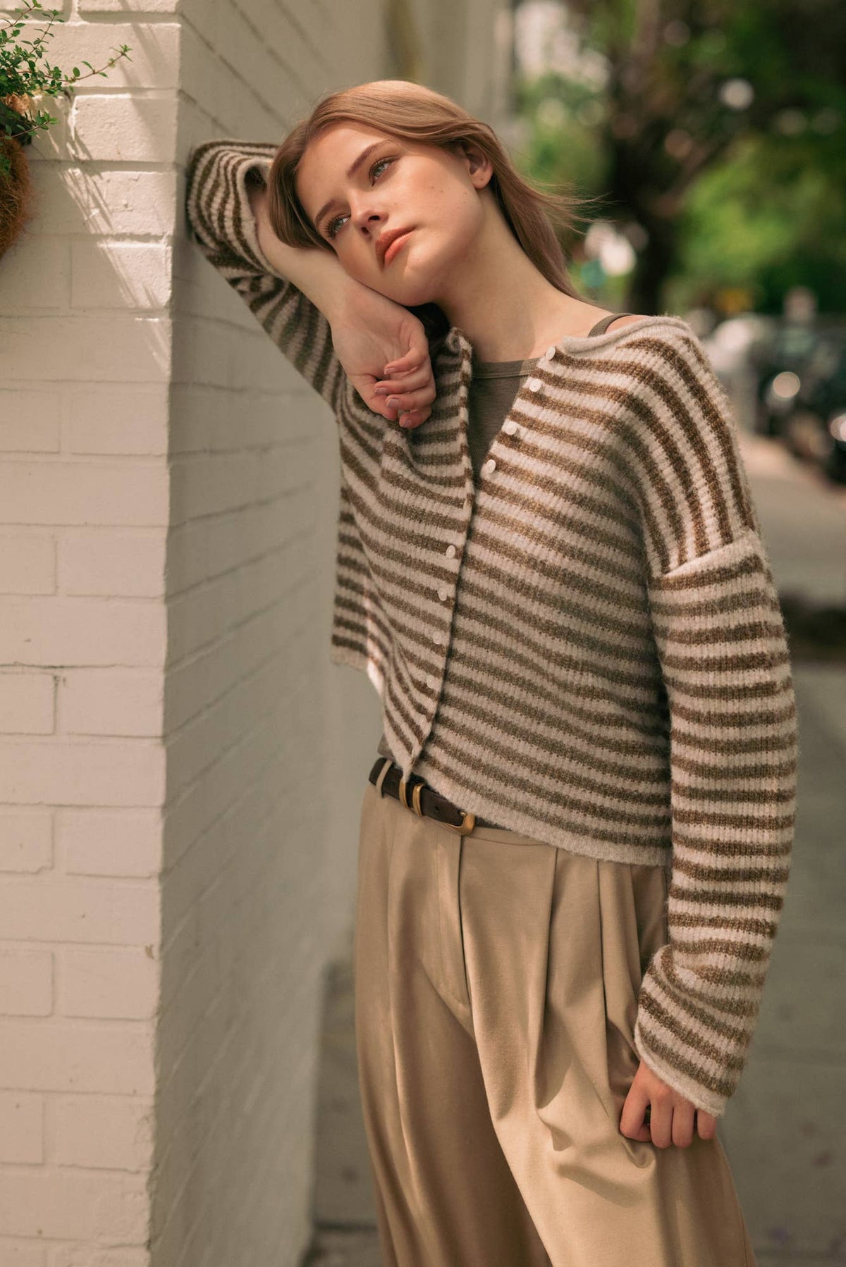 Mocha Striped Cardigan
