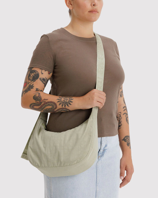 Medium Nylon Crescent Bag (Celadon)