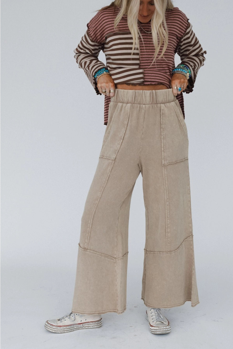 Sunset Shore Wide Leg Pants - Cappuccino