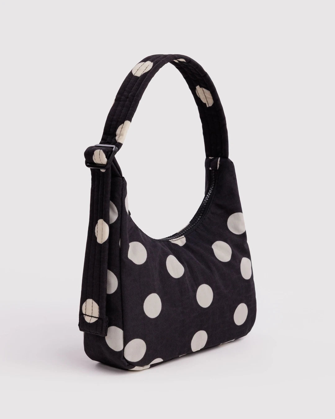 Black And Cream Polka Dot Mini Nylon Shoulder Bag