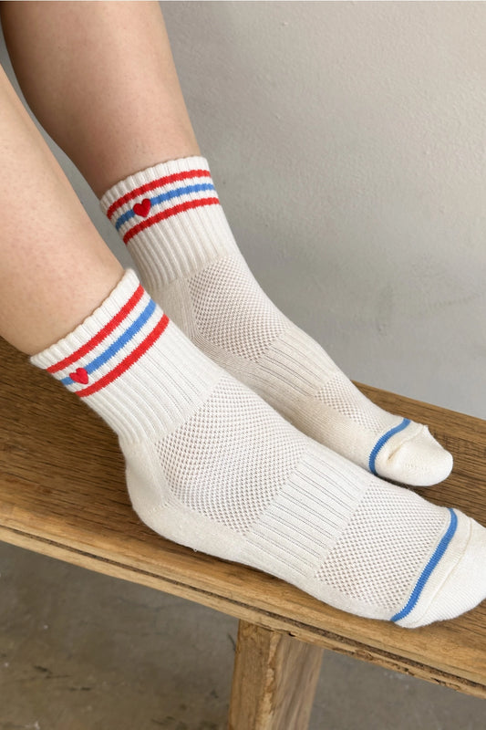 Embroidered Heart Girlfriend Socks