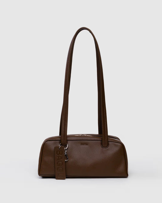 Small Recycled Leather Bowler Bag (Brown)