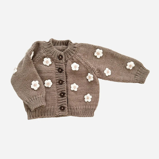 Flower Cardigan Tan Kids and Baby Apparel Sweater Spring