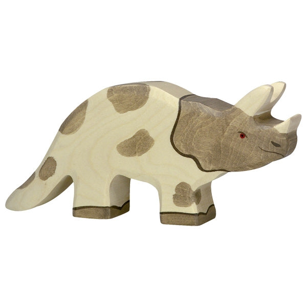 Holztiger Wooden Triceratops Figurine