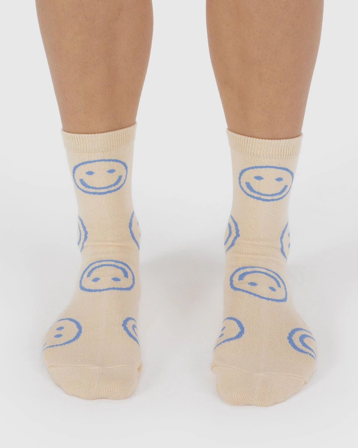 Crew Sock (Periwinkle Smiley)