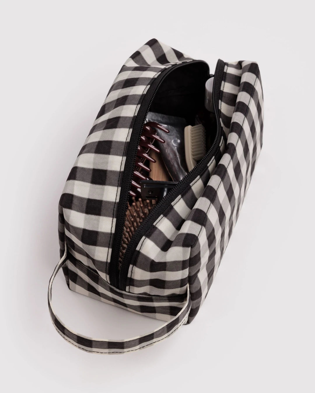 Black And Cream Gingham Dopp Kit