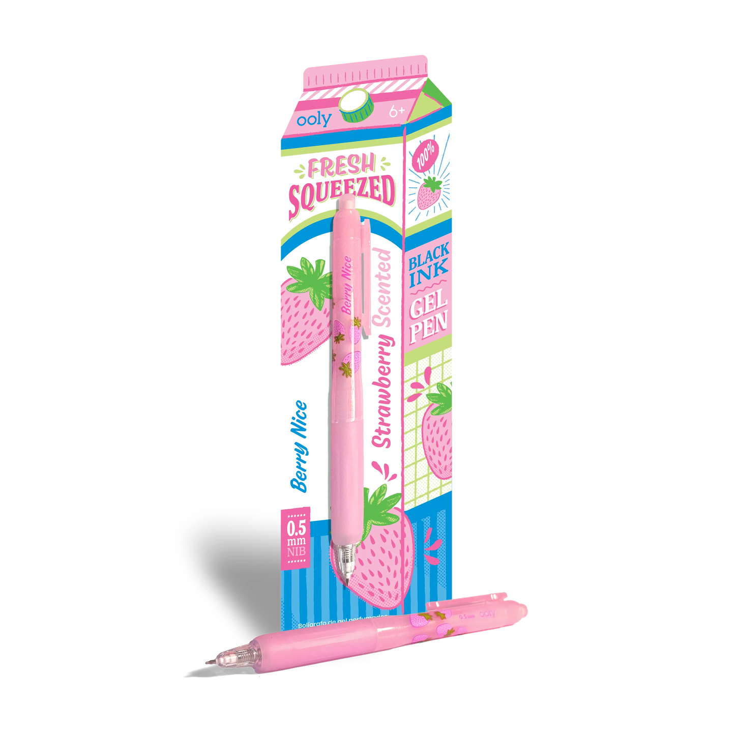 Fresh Squeezed Black Ink Scented Gel Pen - Strawberry