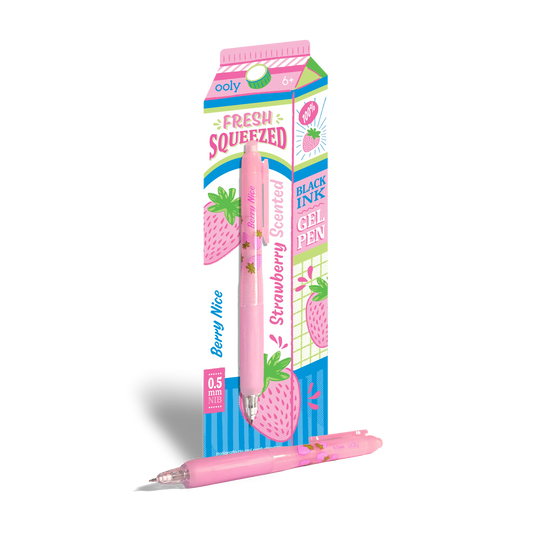 Fresh Squeezed Black Ink Scented Gel Pen - Strawberry