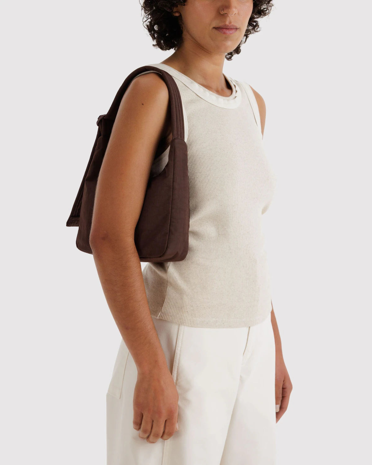 Mini Nylon Shoulder Bag (Coffee)