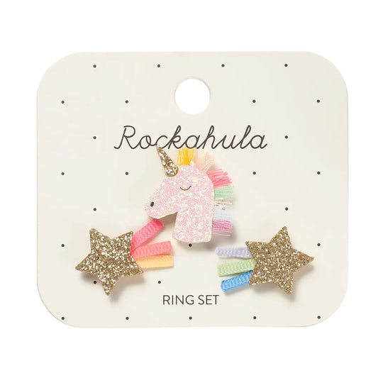 Rainbow Unicorn Ring Set