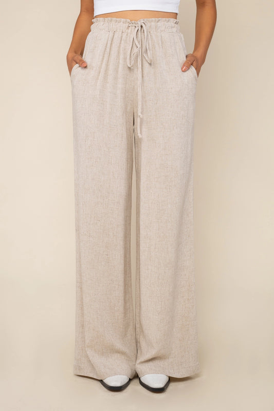 Cove Linen Pant | Wide Leg Full Length - Natural