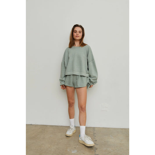 Organic Cotton Slightly Cropped Sweatshirt | Sage Green