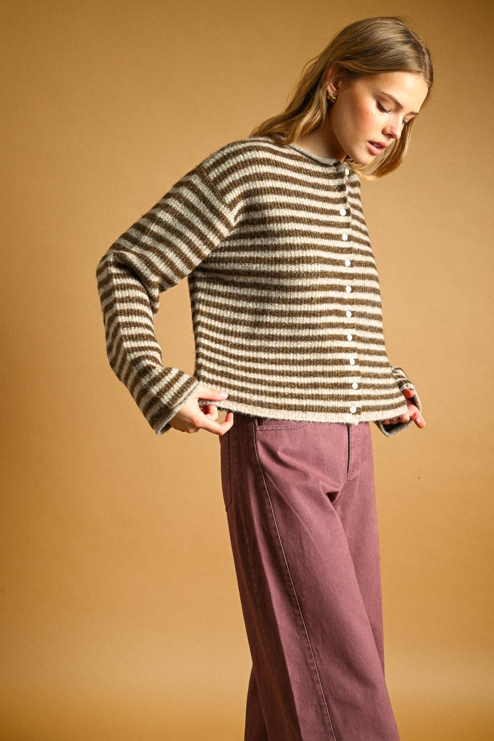 Mocha Striped Cardigan