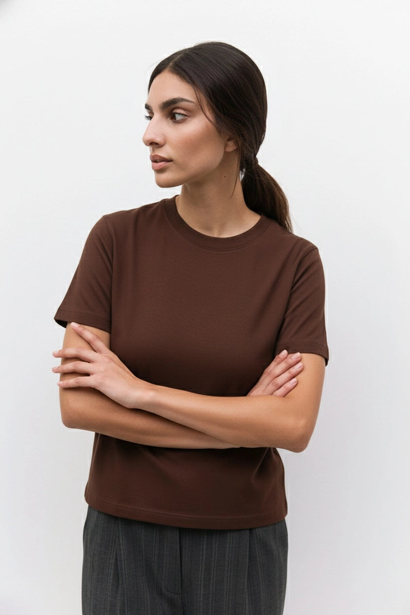 Chocolate Brown Heavyweight Cotton T-Shirt