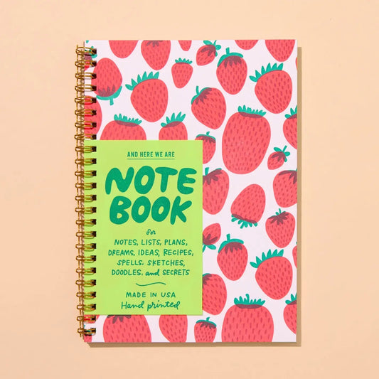 Strawberry Letterpress Spiral Notebook - Made in USA